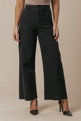 Black Straight Wide Leg Jeans