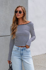 Black & White Striped Boatneck Top