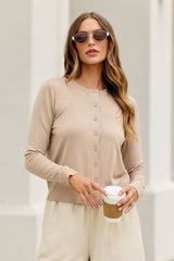 Boardroom Button Down Sweater - Tan