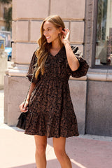 Briar Print Mini Dress - Black