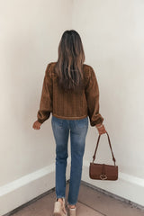 Brown Eyelet Tie Front Top