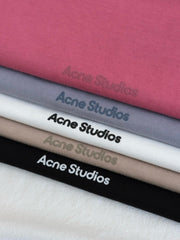 Acne Studios Men's Summer Solid Color Logo Printed Round Neck Cotton Short Sleeve T-Shirt #98862