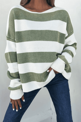 Callahan Green and White Striped Sweater
