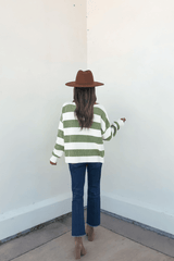 Callahan Green and White Striped Sweater