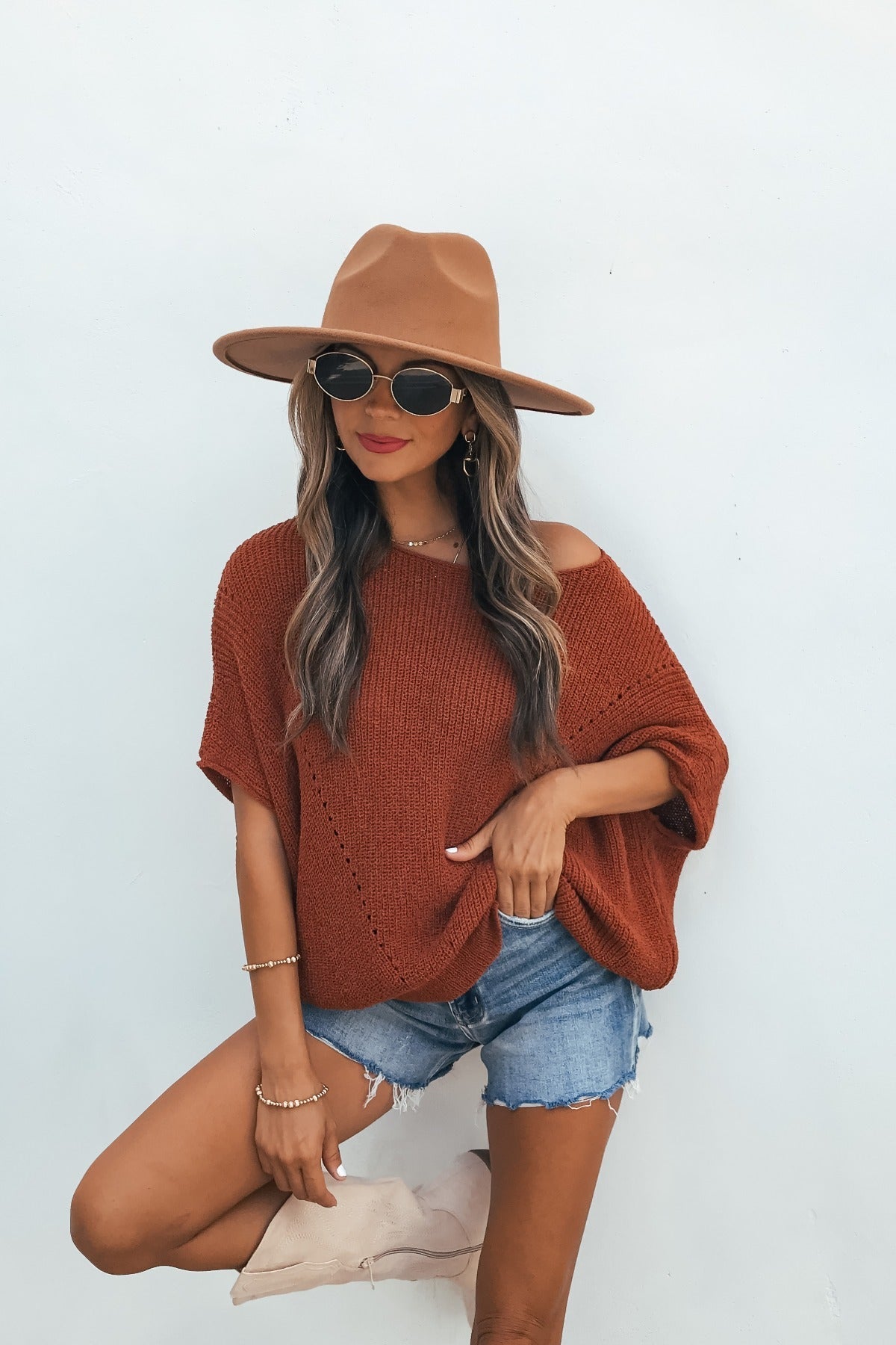 Cassia Boatneck Sweater - Rust
