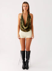 Gliese Cowl Neck Top - Cyber Floral