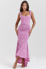 Charlotte | Women's Wedding Guest Lace Ruched Bodycon Dress Evening