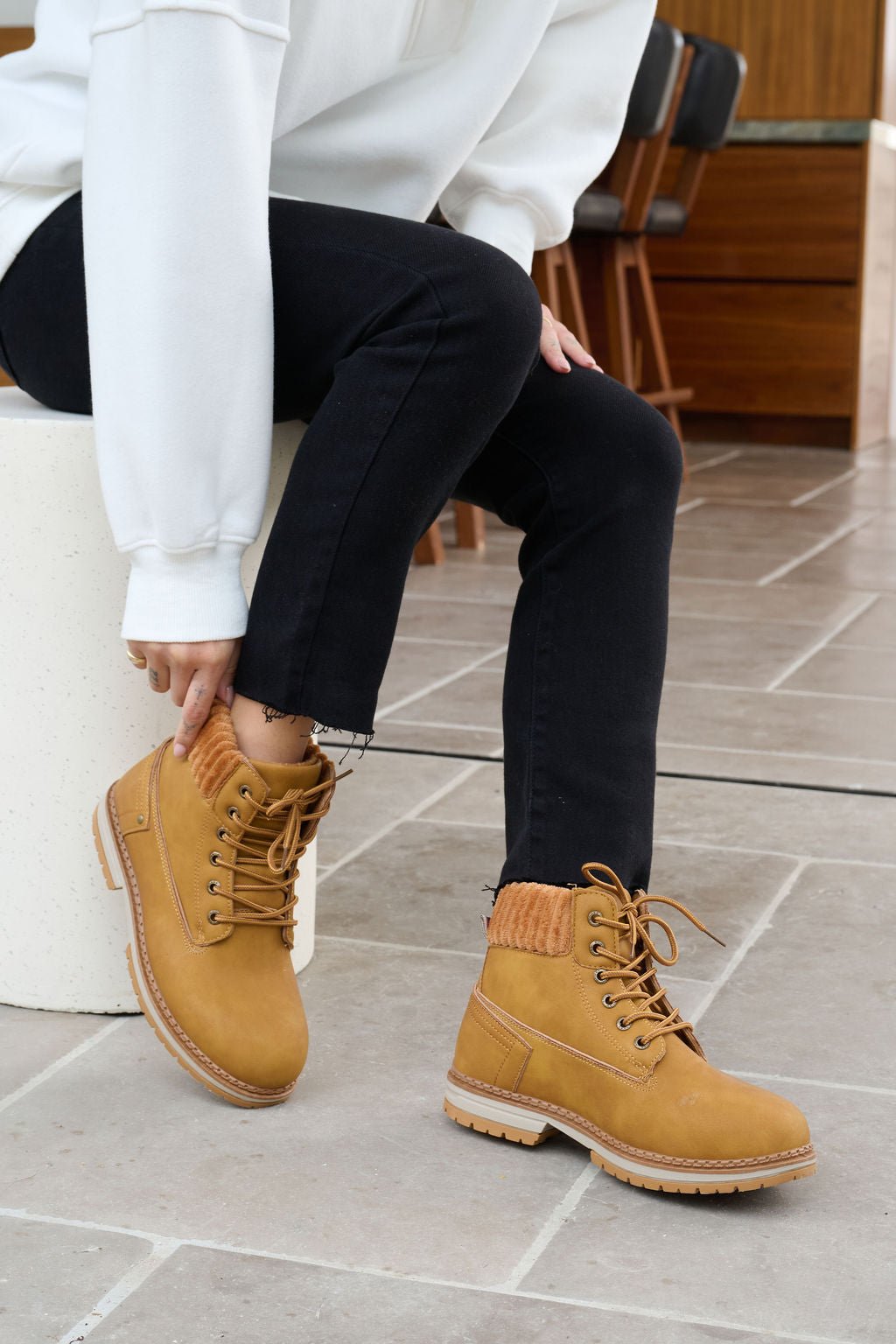 Chinese Laundry Camel Alpine Faux Leather Boots - FINAL SALE