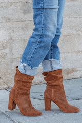 Chinese Laundry Kipper Brown Suede Heeled Boots - FINAL SALE