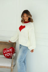 Chunky Cream Heart Shape Sweater - FINAL SALE