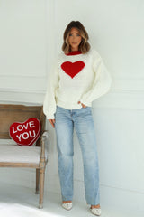 Chunky Cream Heart Shape Sweater - FINAL SALE