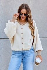 Contrast Ribbed Cardigan - Cream