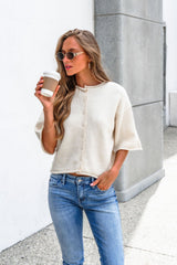 Corbin Button Down Sweater Cardigan - Cream