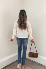 Cream Eyelet Tie Front Top