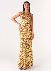 Call Me Low Rise Maxi Skirt - Yellow Zebra