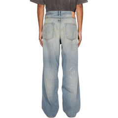 Acne Studios Men's Four Seasons Solid Color Graffiti Aged Straight Leg Loose Low Waist Wide Leg Denim Pants Ngvp #8745