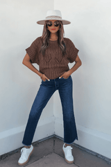 Dark Brown Crochet Knit Sweater