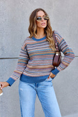 Denim Stripe Textured Sweater