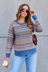 Denim Stripe Textured Sweater