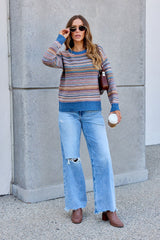 Denim Stripe Textured Sweater