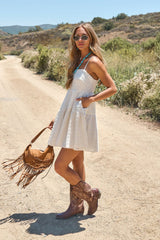 Dusty Plains Floral Mini Dress - Ivory