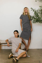 Hudson Striped T Shirt Dress in Black FINAL SALE