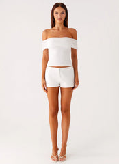 Tabby Off Shoulder Top - White