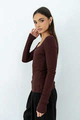 Andrea Knit Top in Burgundy