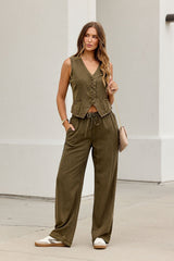 ELAN Button Up Vest - Olive