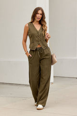 ELAN Button Up Vest - Olive