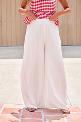 Elan Flowy Wide Leg Pants - Ivory - FINAL SALE