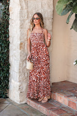 ELAN Rust Print Halter Maxi Dress - FINAL SALE