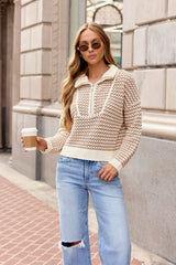 Elan Striped Half Zip Pullover - Natural