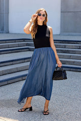 Elan Two Tone Midi Dress - Navy
