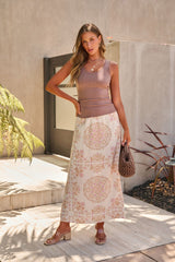 Evelyn Cream Print Maxi Skirt - FINAL SALE