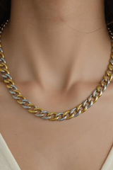Farrah B Gold Plated Mixed Metal Chain Necklace - FINAL SALE