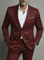 Men's Two-Piece Slim Fit Suit – Tailored Formal Set for Business & Evening Wear