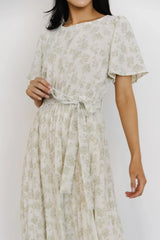 Prim Pleated Dress | Vintage Olive Print