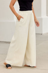First Class Wide Leg Pants - Natural