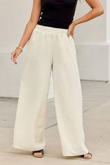 First Class Wide Leg Pants - Natural