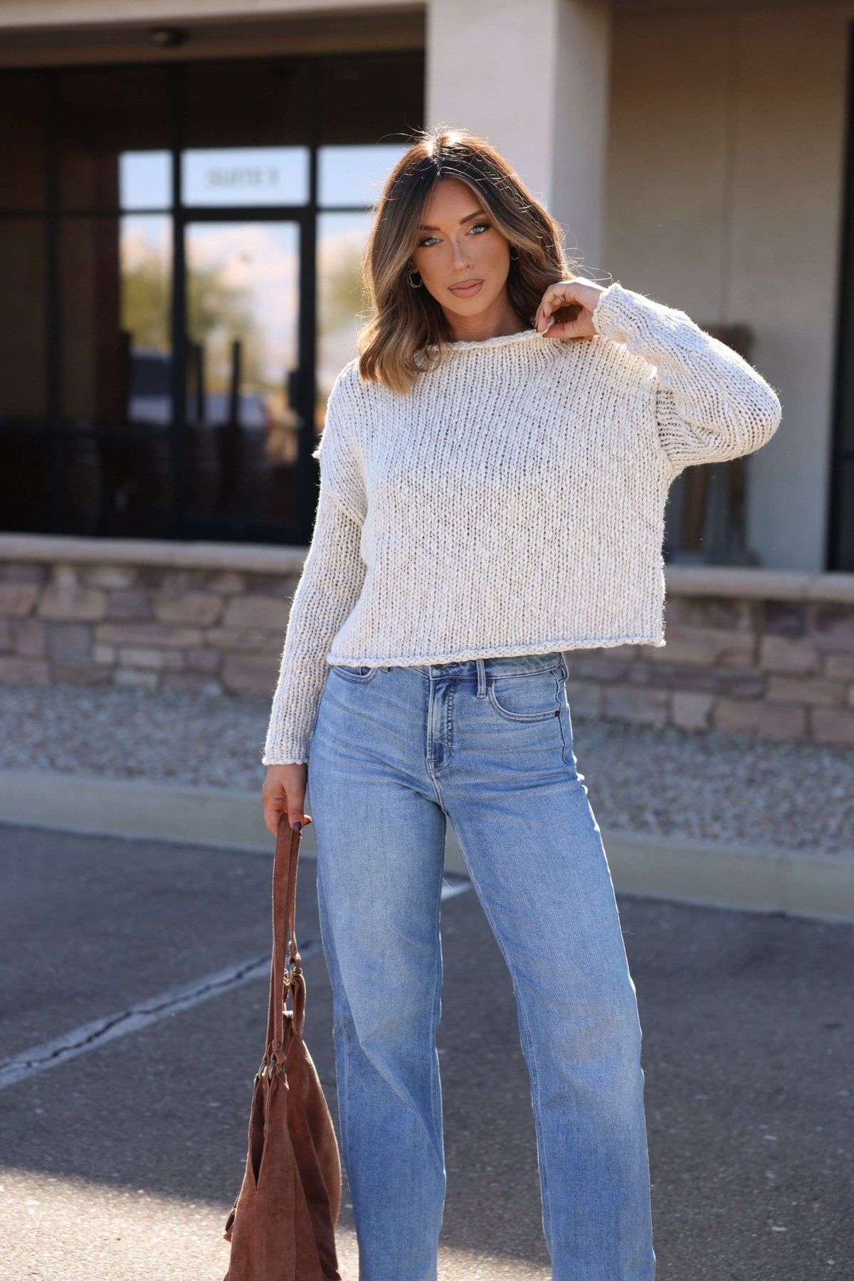 Free People Cream Opal Rollneck Sweater