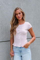 Free People Stripe Most Wanted Top - Mauve