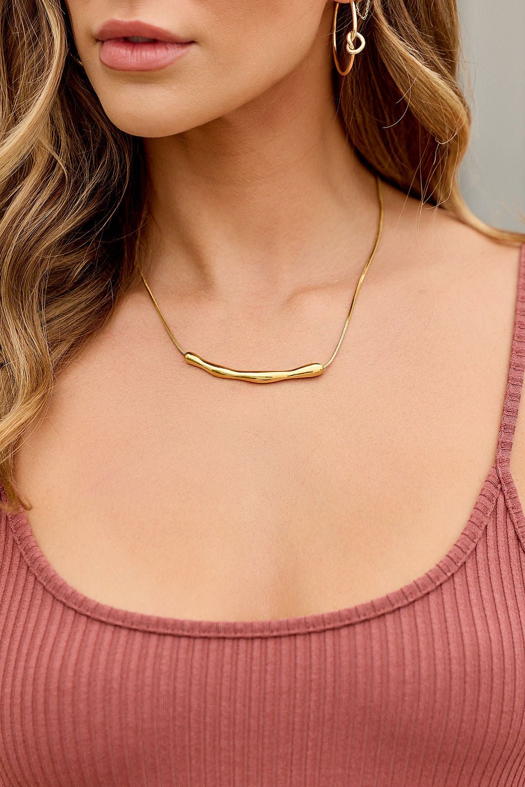 Golden Bar Pendant Necklace