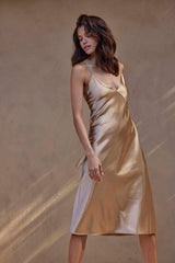 Silky Satin Midi Gold Outlet