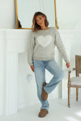 Grey and White Heart Shape Sweater - FINAL SALE