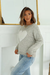 Grey and White Heart Shape Sweater - FINAL SALE