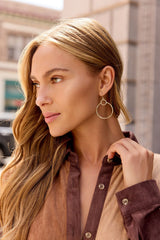 Halo Double Hoop Earrings - Gold