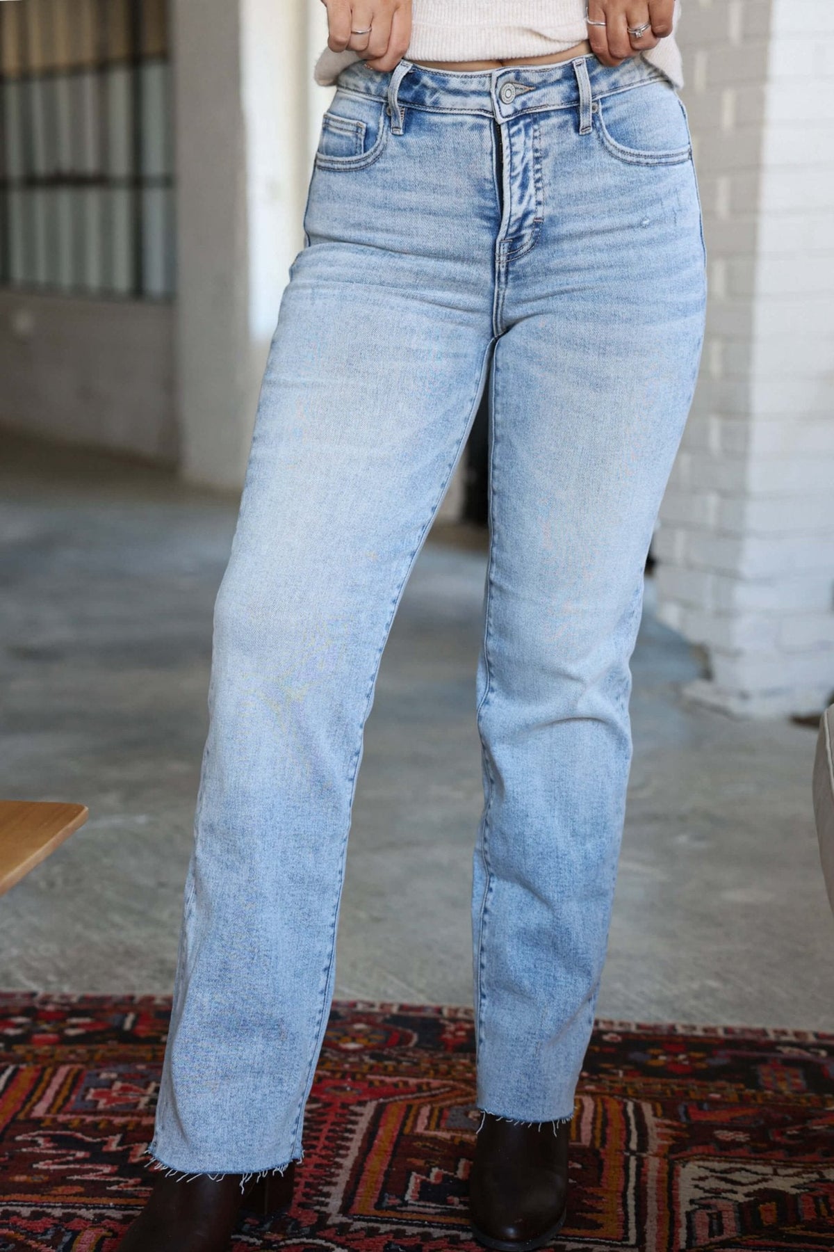 Hidden Light Wash Straight Leg Jeans - FINAL SALE