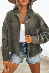 Hunter Green Corduroy Shacket