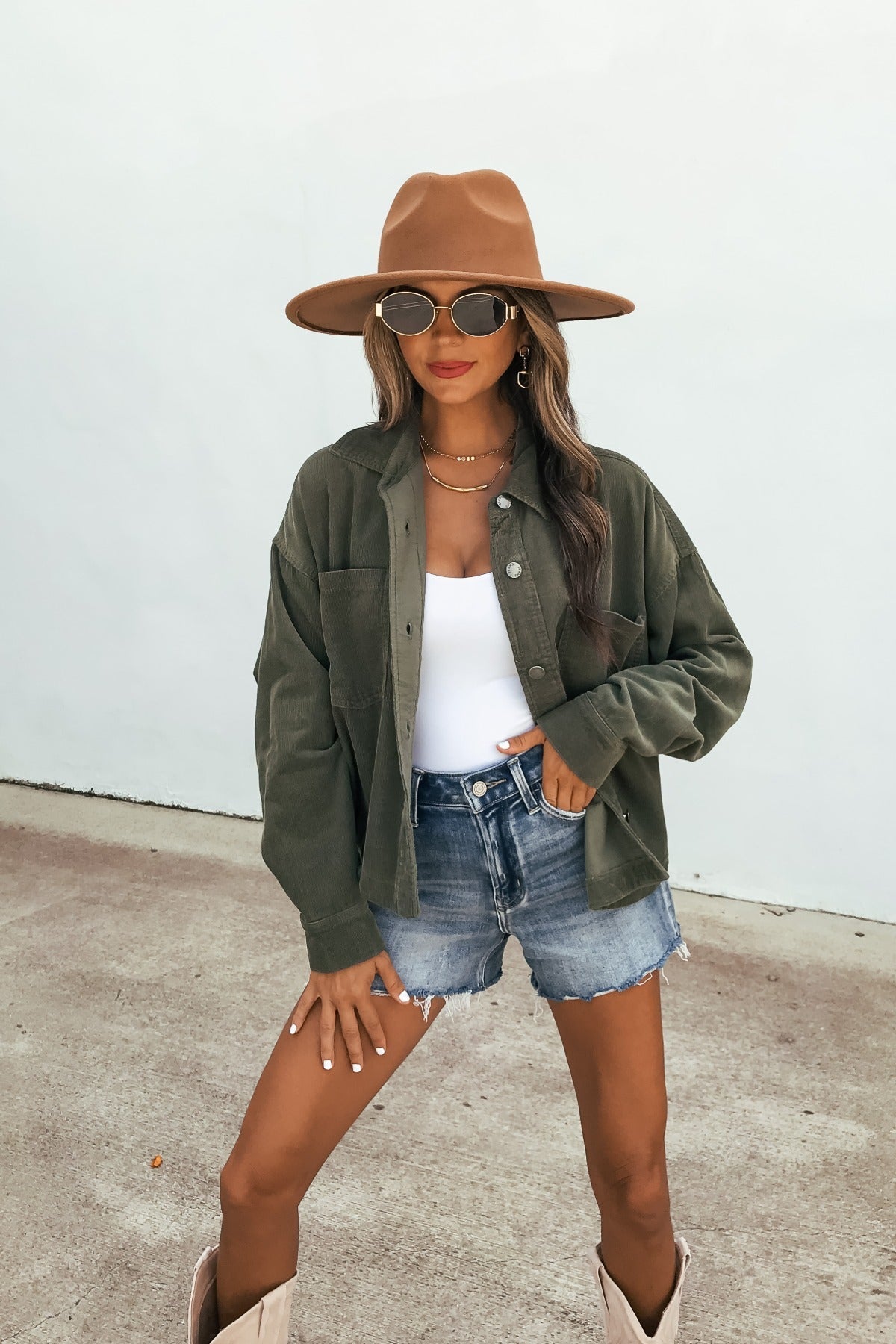 Hunter Green Corduroy Shacket